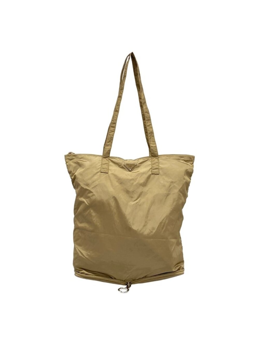 Prada Tote Saffiano Leather with Pendant Re-Nylon Beige Eco